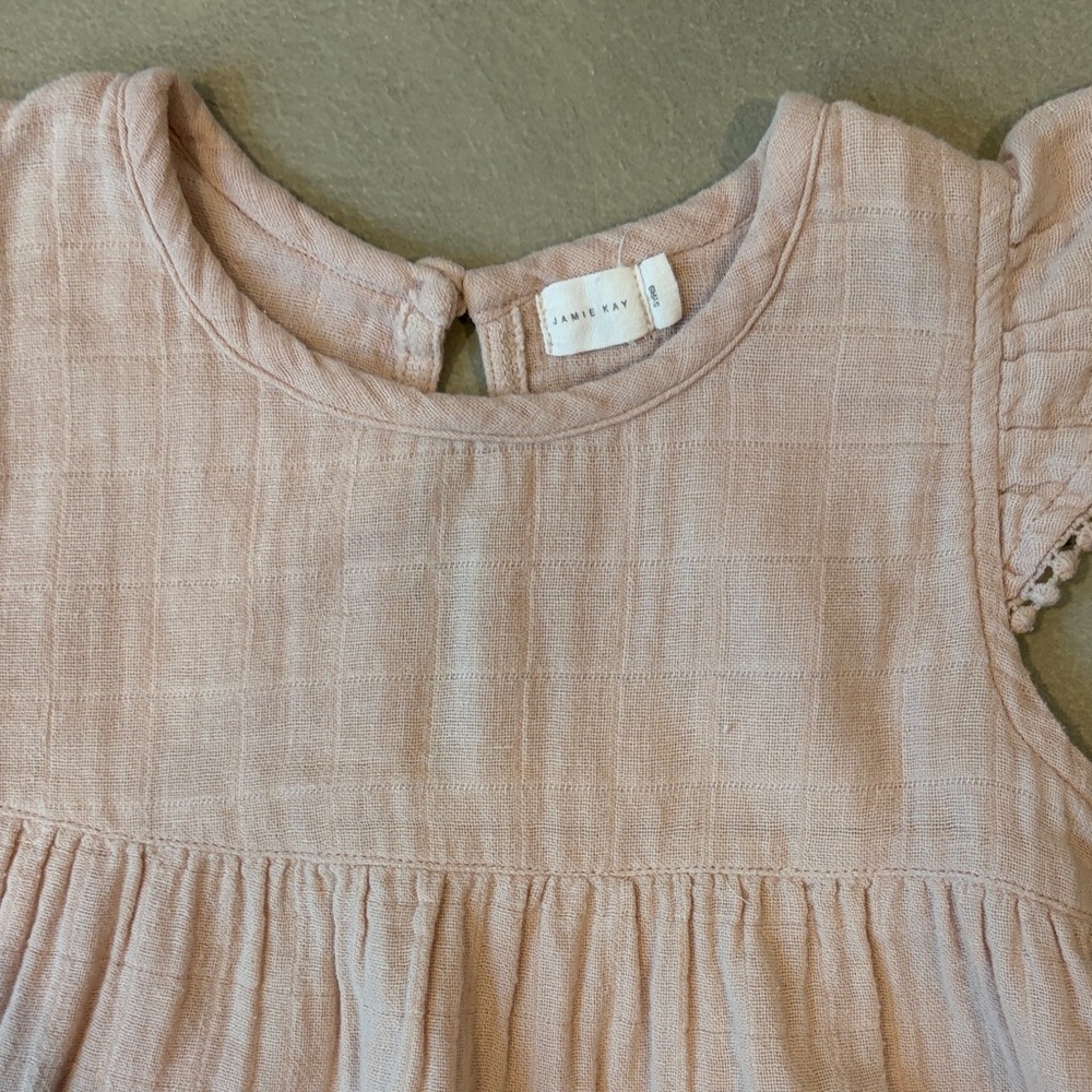 Jamie Kay Blush Pink Cotton Flutter-Sleeve Dress - Picture 2 of 3